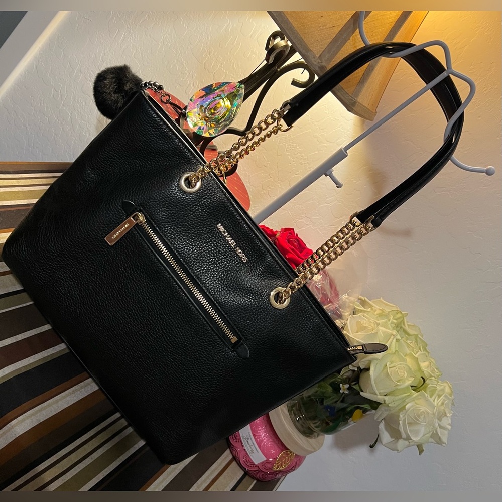 Michael Kors Black Leather Tote Bag - Picture 4 of 16